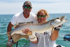 Kathy Caplinger, Ravenswood, WV, 43-incher, on Lake St. Clair with guide Gregg Thomas.
